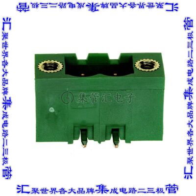 796864-2 端子块连接器2POS接头公引脚带罩5mm绿色90DEG通孔