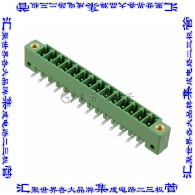 1843910 端子块连接器14POS接头公引脚带罩3.5mm绿色90DEG通孔
