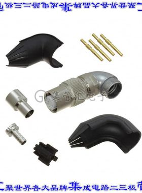 1-2823588-4 圆形连接器4POS插座母插口压接镀金自由悬挂直角