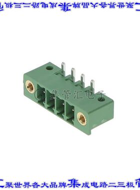 1817822 端子块连接器4POS接头公引脚带罩3.81mm绿色90DEG通孔