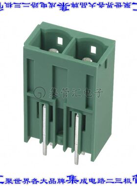 1998784 端子块连接器2POS接头公引脚带罩10.16mm绿色垂直通孔