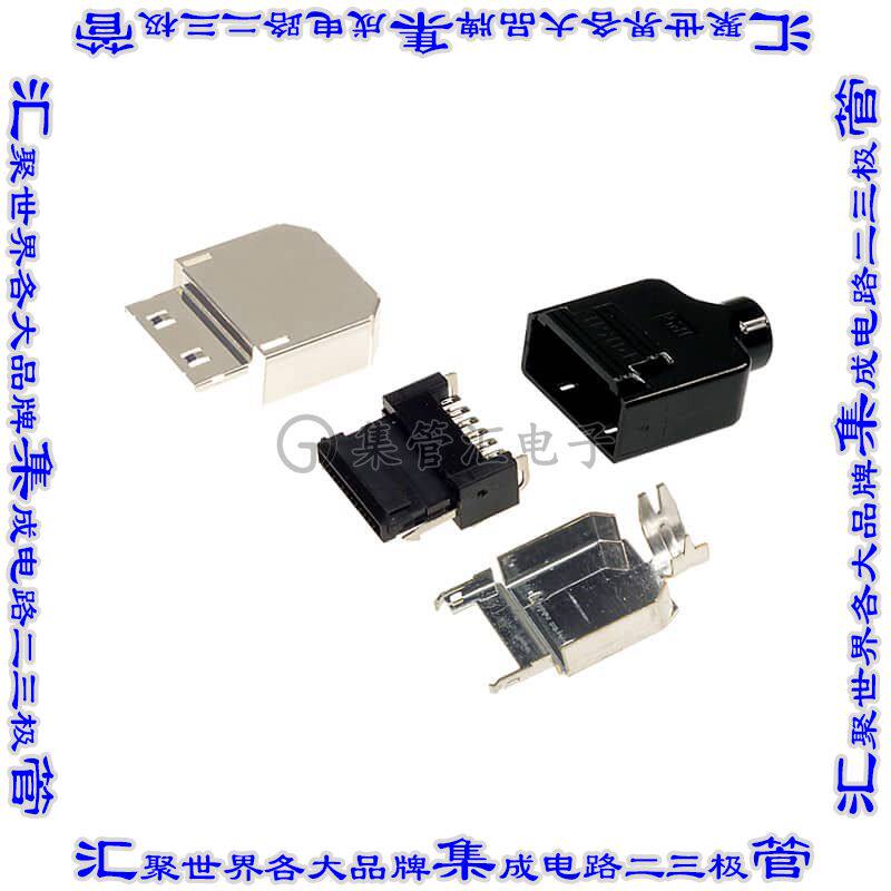 3240-12P-TO-C(50) 矩形连接器12POS插头0.8mm外罩触点黑色焊接镀