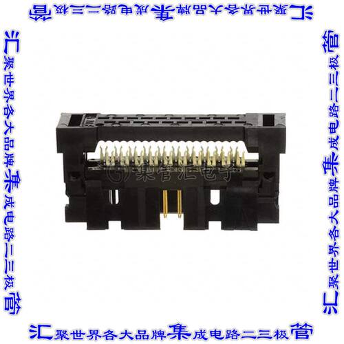 1-111446-8 矩形连接器20POS插头2排2.54mm公引脚黑色IDC镀金自由