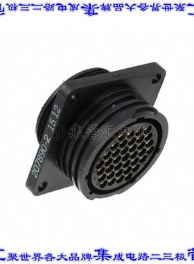 207890-2 圆形连接器37POS插座母插口焊接镀金面板安装通孔