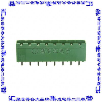 796642-8 端子块连接器8POS接头公引脚带罩5mm绿色垂直通孔