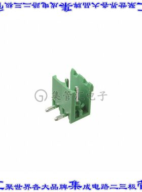 EBQA-02-C 端子块连接器2POS接头公引脚带罩5mm绿色90DEG通孔