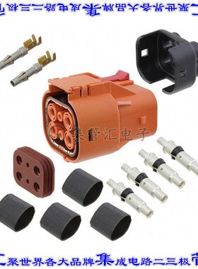 ELP4A02 矩形连接器4POS插头2排母插口橙色自由悬挂