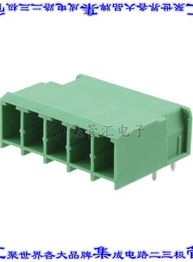 1804823 端子块连接器5POS接头公引脚带罩7.62mm绿色90DEG通孔
