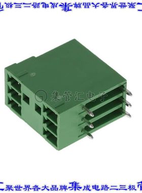 VL0631510000G 端子块连接器6POS接头公引脚带罩2排3.81mm绿色90D