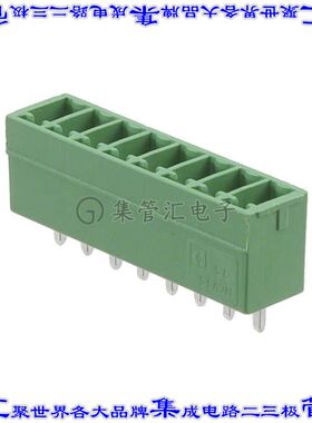 1843664 端子块连接器8POS接头公引脚带罩3.5mm绿色垂直通孔