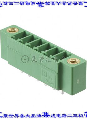 1843266 端子块连接器6POS接头公引脚带罩3.5mm绿色垂直通孔