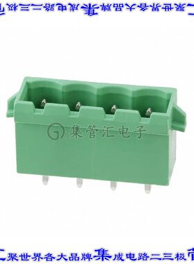 1936034 端子块连接器4POS接头公引脚带罩5.08mm绿色垂直通孔