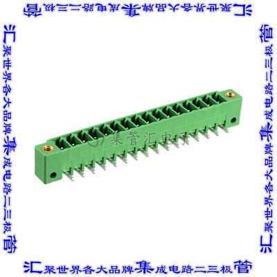 1843936 端子块连接器16POS接头公引脚带罩3.5mm绿色90DEG通孔