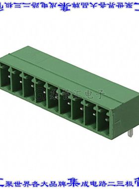 1844281 端子块连接器9POS接头公引脚带罩3.5mm绿色90DEG通孔