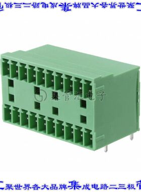 1843156 端子块连接器20POS接头公引脚带罩2排3.81mm绿色90DEG通
