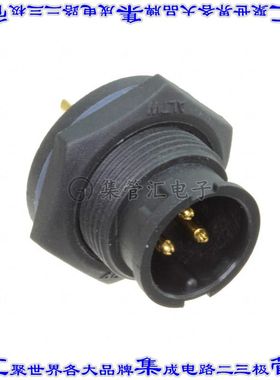 ABB-03RMMS-LC7001 圆形连接器3POS插座公形引脚焊杯镀金面板安装