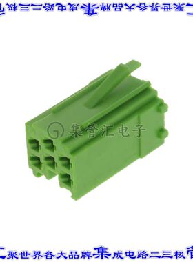 493486-1 矩形连接器外壳6POS插座3排3.75mm母形插口绿色自由悬挂