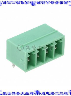 5441362 端子块连接器4POS接头公引脚带罩3.5mm绿色90DEG通孔