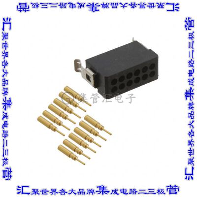 M80-8121205 矩形连接器12POS插头2排2mm公引脚黑色压接镀金自由
