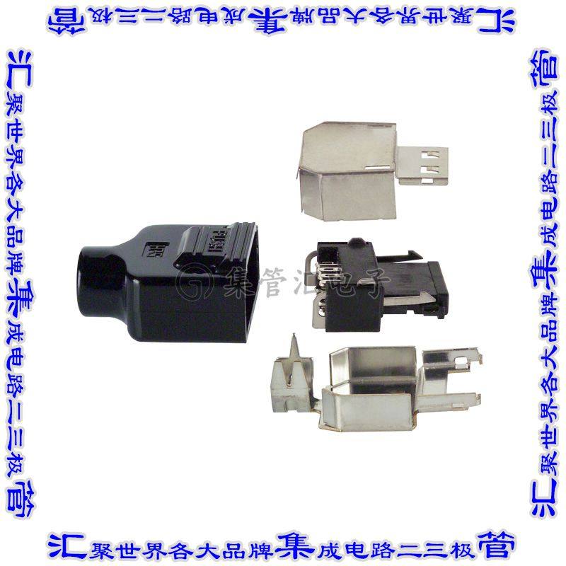 3240-8P-C(50) 矩形连接器8POS插头0.8mm外罩触点黑色焊接镀金自