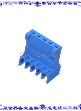 281711-5 矩形连接器5POS插头2.54mm母插口蓝色IDC锡自由悬挂直角