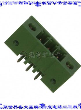 284539-3 端子块连接器3POS接头公引脚带罩3.5mm绿色90DEG通孔