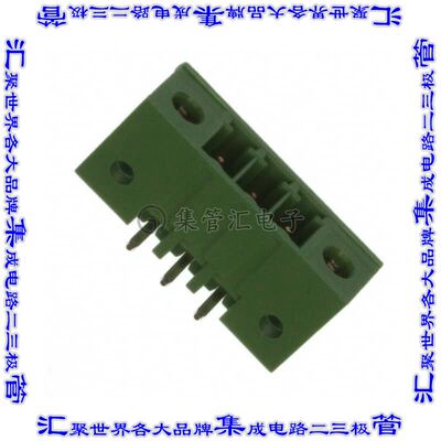 284539-3 端子块连接器3POS接头公引脚带罩3.5mm绿色90DEG通孔