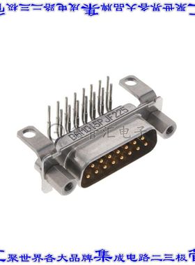 DAMD15PJF225 连接器15POS插头公引脚2排D-Sub面板安装通孔直角