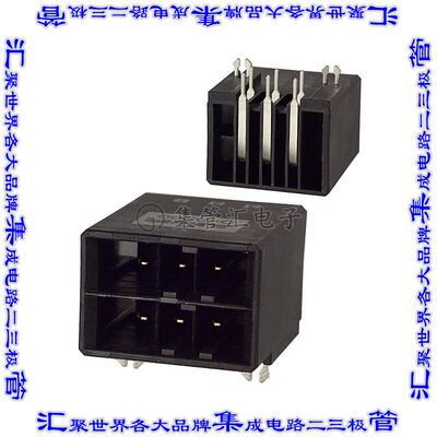 1-178139-3 针座连接器6POS接头2排5.08mm公形插针通孔直角镀金