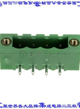 796864-4 端子块连接器4POS接头公引脚带罩5mm绿色90DEG通孔