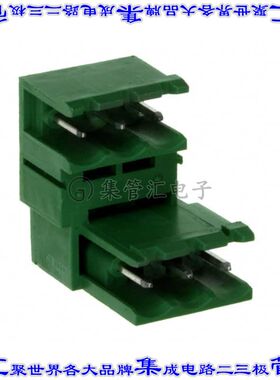 1763087 端子块连接器6POS接头公引脚带罩2排5.08mm绿色垂直通孔
