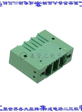 1721025 端子块连接器3POS接头公引脚带罩7.62mm绿色90DEG通孔
