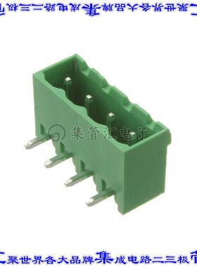 EBQA-04-C-C 端子块连接器4POS接头公引脚带罩5mm绿色90DEG通孔