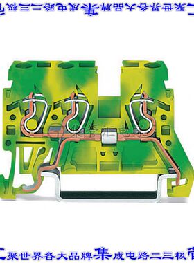 870-687 端子块连接器3POS接地地面5.0mm绿色黄色12-28AWG