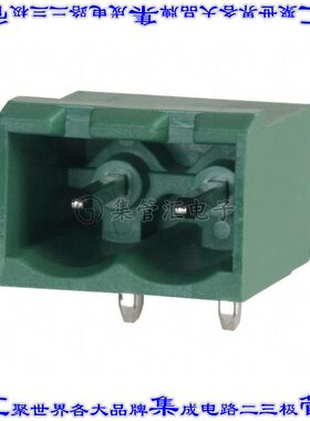 1757475 端子块连接器2POS接头公引脚带罩5mm绿色90DEG通孔