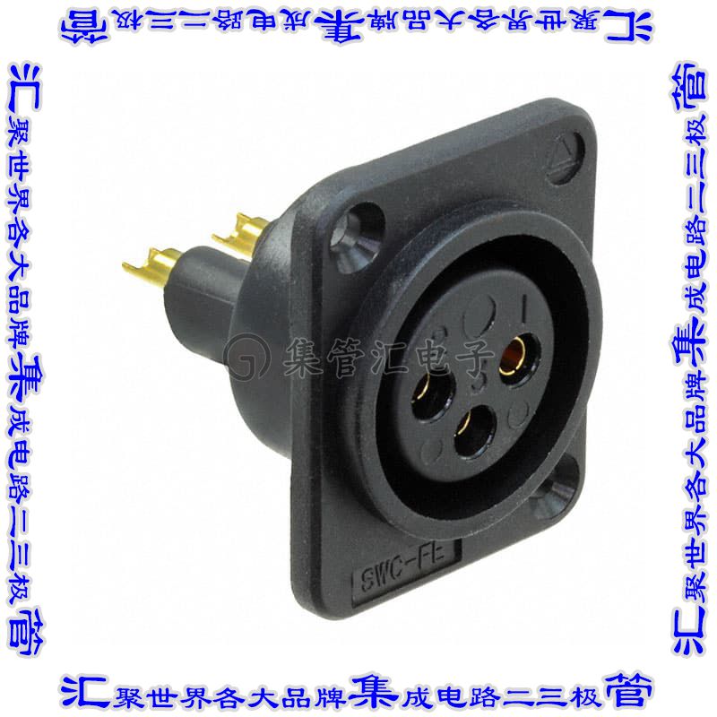 PD3FSC1AU 圆形连接器3POS插头母插口焊杯镀金面板安装