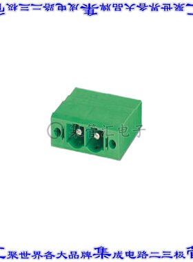 1996236 端子块连接器2POS接头公引脚带罩10.16mm绿色90DEG通孔