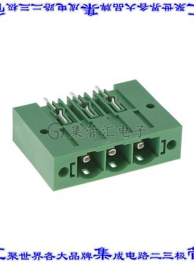 1998878 端子块连接器3POS接头公引脚带罩10.16mm绿色垂直通孔