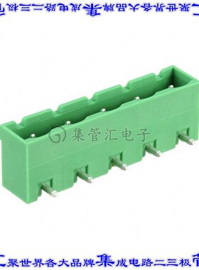 1766262 端子块连接器5POS接头公引脚带罩7.62mm绿色90DEG通孔