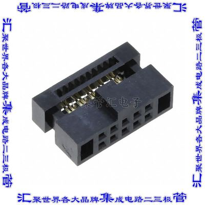 20021444-00010T4LF 矩形连接器10POS插座2排1.27mm母插口黑色IDC