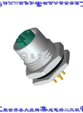 M12D-04PFFP-SF8001 圆形连接器4POS插座母插口焊接镀金面板安装