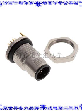 1436783 圆形连接器12POS插头公引脚焊接镀金面板安装通孔