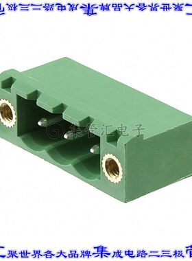 1776702 端子块连接器3POS接头公引脚带罩5mm绿色90DEG通孔