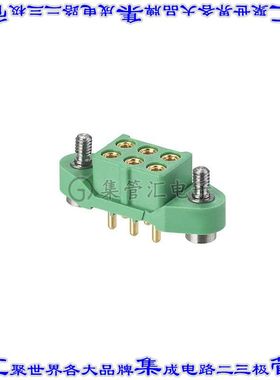 M300-FV30645F2 针座连接器6POS插座2排3mm母形插口通孔直针镀金