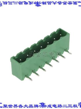 2350513-7 端子块连接器7POS接头公引脚带罩5mm绿色90DEG通孔