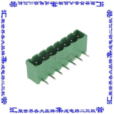 2350513-7 端子块连接器7POS接头公引脚带罩5mm绿色90DEG通孔