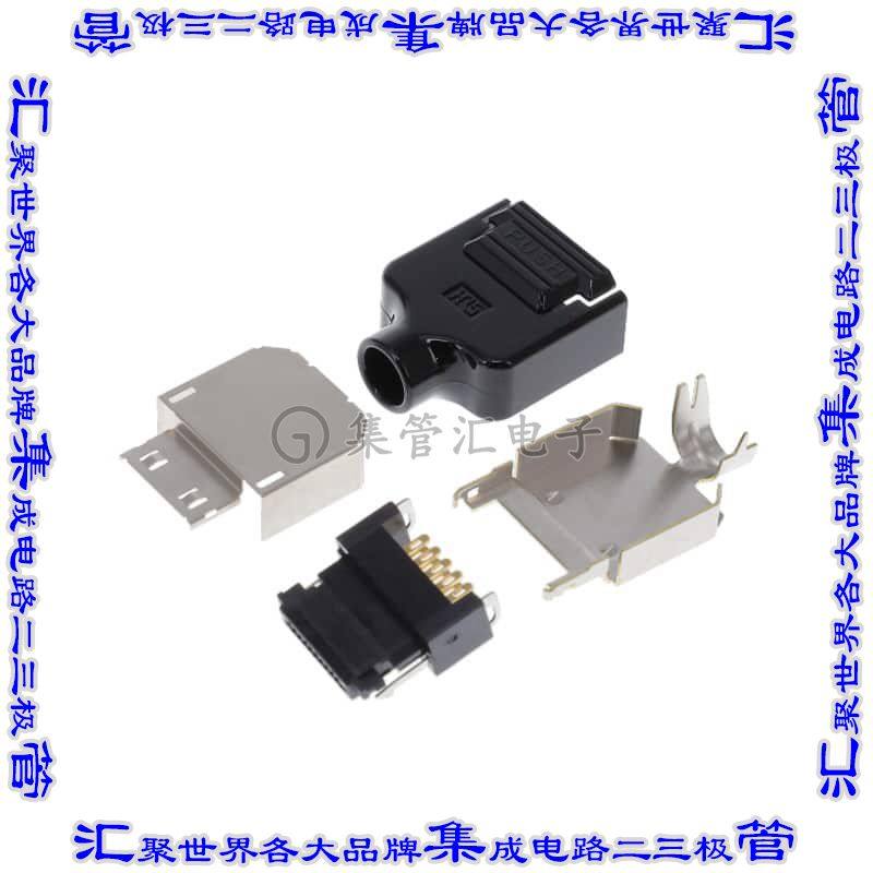 3240-10P-C(50) 矩形连接器10POS插头0.8mm外罩触点黑色焊接镀金