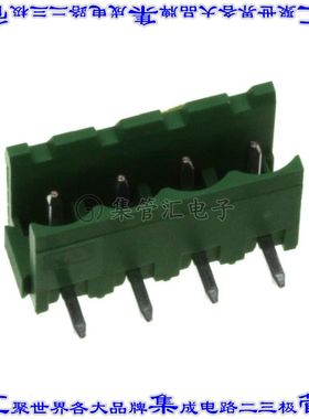 282814-4 端子块连接器4POS接头公引脚带罩5.08mm绿色90DEG通孔