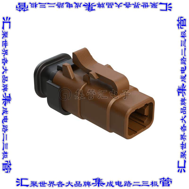 ATM06-4S-SR01BN 矩形连接器外壳4POS插头2排母形插口棕色自由悬