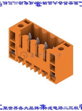 1607520000 端子块连接器4POS接头公引脚带罩3.5mm橙色垂直通孔